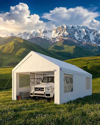 Carport 10x20ft Heavy Duty Portable Garage (White0605 / 10x20FT (+4 Walls))