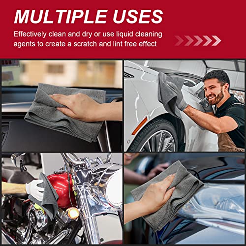 200 Pcs Microfiber Cleaning Cloth 16x16 Inch Microfiber Towels for Car Ultra Absorbent Cleaning Rags Reusable Lint Free Streak Free Detailing Towel for Car Washing Drying Dusting (Gray)