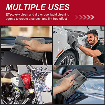 300 Pcs Microfiber Cleaning Cloth 16x16 Inch Microfiber Towels for Car Ultra Absorbent Cleaning Rags Reusable Lint Free Streak Free Detailing Towel for Car Washing Drying Dusting (Gray)