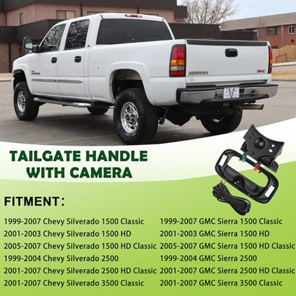 Backup Camera Tailgate Handle Rear View Camera Liftgate Latch Handle Compatible with 1999 (1999-2007 Black)