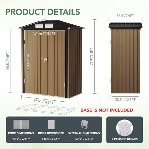 Outdoor Steel Storage Shed (3X5FT / Brown)
