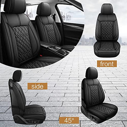 Leather Car Seat Covers Front Pair (B-BLACK / FRONT SET)