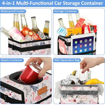 Leak Proof Car Trash Can with Lid Flamingo (Flamingo / 2 Gallons)