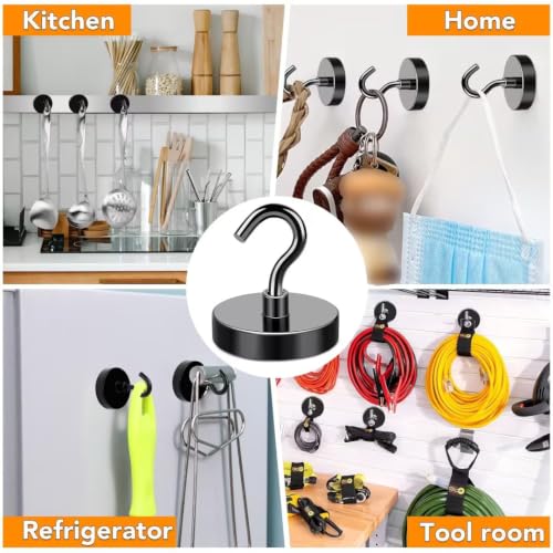 Magnetic Hooks Heavy Duty 150LB+ Strong Black Magnets Hook (Black / 4Pack-170LB)