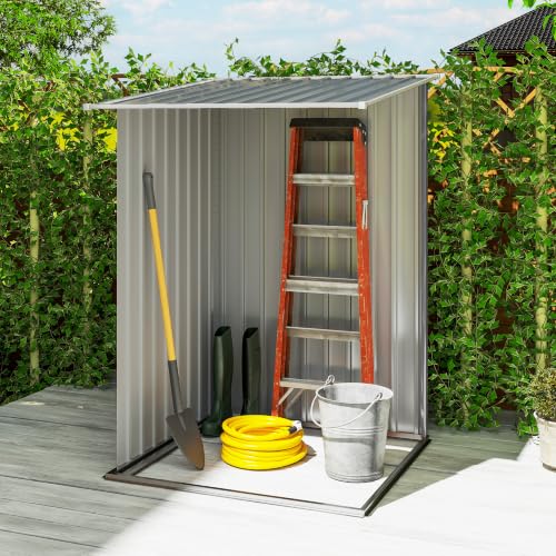3.3' x 3.4' Outdoor Storage Shed Sloping Roof Lockable Door Gray (Gray / 3.3' x 3.4')