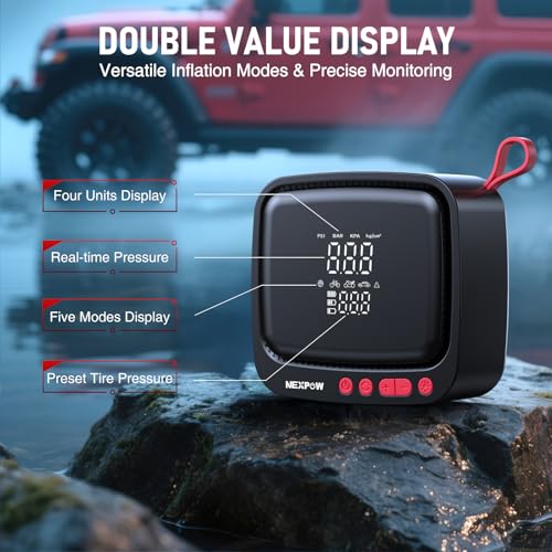 Tire Inflator Portable Air Compressor (Cordless 180 PSI / Red)