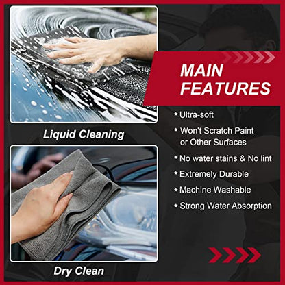 300 Pcs Microfiber Cleaning Cloth 16x16 Inch Microfiber Towels for Car Ultra Absorbent Cleaning Rags Reusable Lint Free Streak Free Detailing Towel for Car Washing Drying Dusting (Gray)