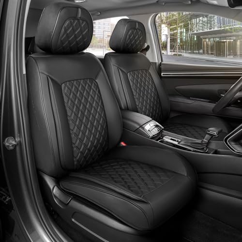 Curated Diamond IV Leather Seat Covers for Cars & SUVs (Black (Diamond IV) / Front Seats)