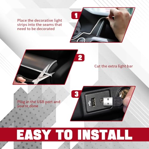 EL Wire Interior Car LED Strip Lights (Ice Blue / Cigarette Lighter)