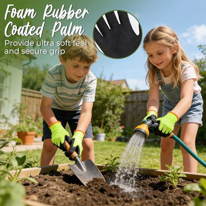 3 Pairs Kids Gardening Gloves (Black Green (Pack of 3) / Small (Age 2-3))