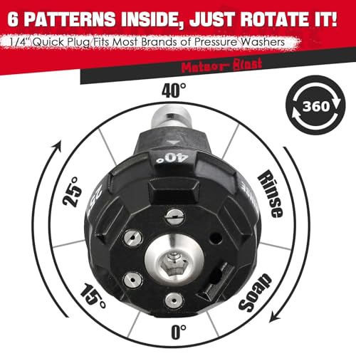 MeteorBlast 6 in 1 Quick Change over Adjustable Pressure Washer Nozzle Tips (Orifice 2.5)