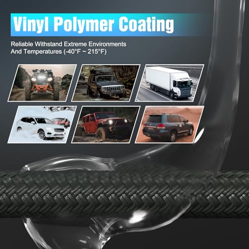 1" x30ft Kinetic Recovery Rope 46.5K lbs with 2 Soft Shackles Black (Black / 1"×30ft + 2 Soft Shackles)