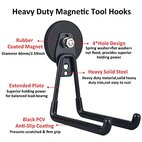 Magnetic Hooks (2.59INCH 2PACK Black Large Hooks)