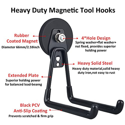 Magnetic Hooks (2.59INCH 2PACK Black Large Hooks)