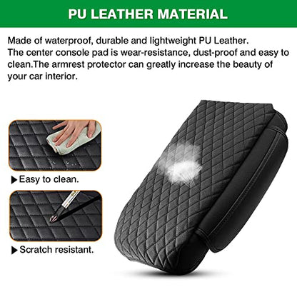 Center Console Cover Kia Sorento Accessories 2026 2025 2024 2023 2022 2021 Armrest Cover Center Console Pad for Kia Sorento PU Leather Armrest Seat Box Cover Protector w (Size for Kia Sorento 2021-2026)