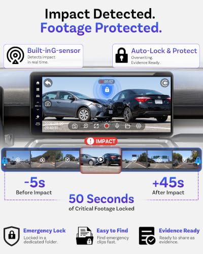 OttoSafe Dash Cam Front and Rear with Wireless CarPlay Adapter