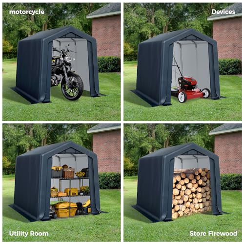 6x10 ft Storage Shelter Shed Portable Outdoor Carport Garage (6x10 Ft)