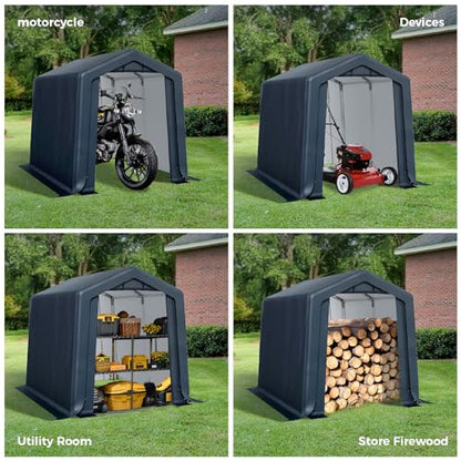 6x10 ft Storage Shelter Shed Portable Outdoor Carport Garage (6x10 Ft)