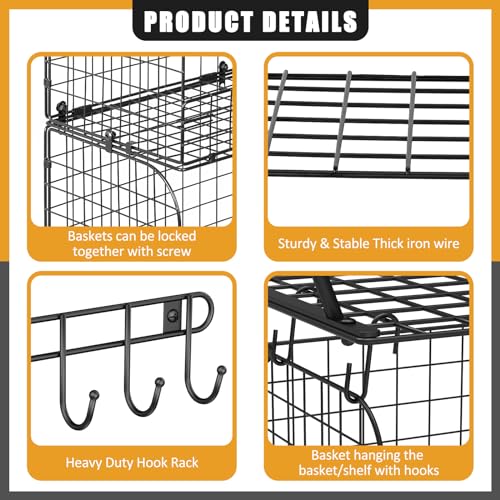 2 Pack Garage Shelves Wall Mounted with Wire Baskets