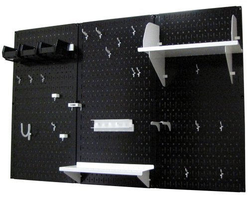Pegboard Organizer 4 ft. Metal Pegboard Standard Tool Storage Kit with Black Toolboard and White Accessories (Black Pegboard with White Accessories)
