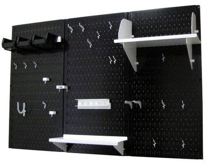 Pegboard Organizer 4 ft. Metal Pegboard Standard Tool Storage Kit with Black Toolboard and White Accessories (Black Pegboard with White Accessories)