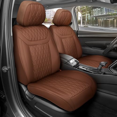 Curated Terracotta Napa Leather Seat Covers for Cars & SUVs (Brown/Black (Teracotta) / Front Seats)