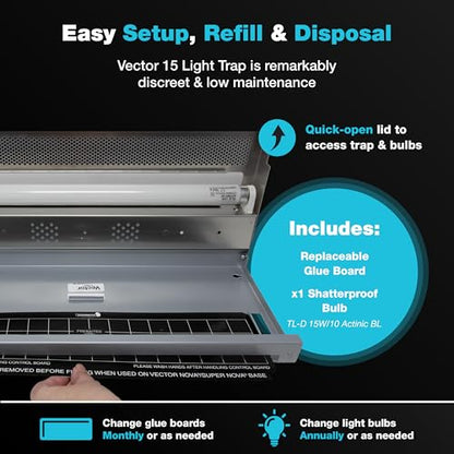 Vector 15 Commercial UV Fly Light Trap (15W Silver)