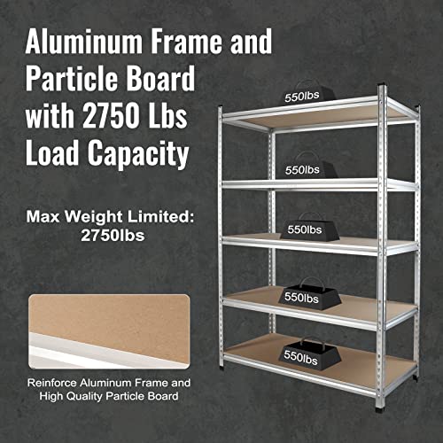5 Tier Shelving Unit (48"W x 24"D x 72"H(Aluminum Finish))