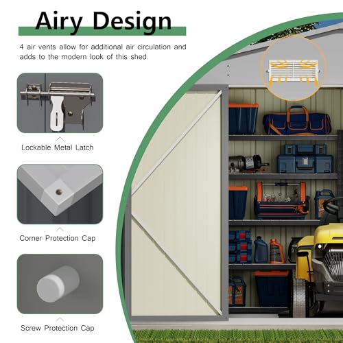 10x12 FT Outdoor Storage Shed (Gray / 10x12 FT)