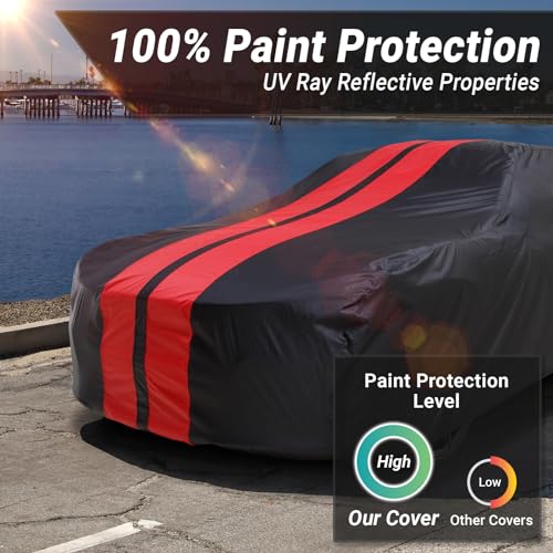 Car Cover Waterproof All Weather for 1964 (Black / Red (Stripe) / 91. Tempest Wagon 1964-1968)
