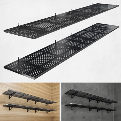 4 Pack 1.5x4ft Heavy Duty Garage Wall Shelving (Black / 1.5x4ft-4pack)