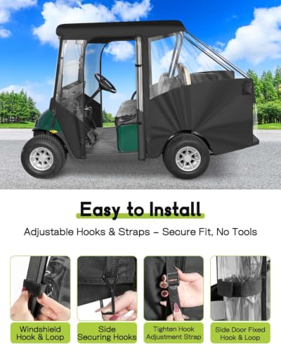 4 Passenger Golf Cart Enclosure for EZGO RXV Short Roof Rain Cover (for EZGO RXV Short Roof 4 Passenger / Black)