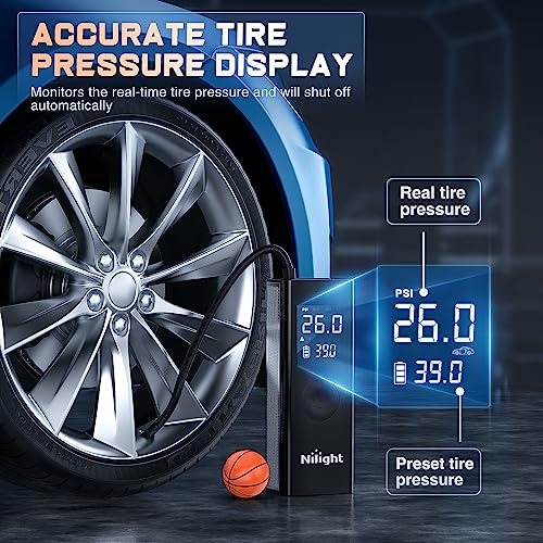 Tire Inflator Portable Air Compressor Battery Powered Rechargeable 12VDC 150PSI Cordless Tire Pump w (Cordless Tire Inflator Air Compressor)