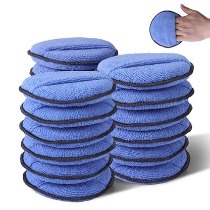 18 Pack Car Microfiber Wax Applicator Pads with Finger Pocket