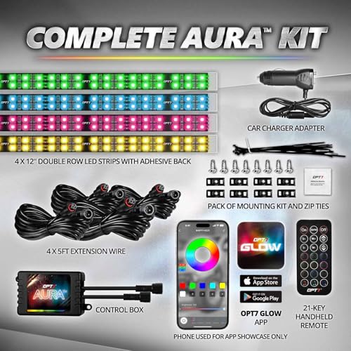 Aura Pro Double Glow Interior Sports Car Lights with App & Remote (4pc Double Row / RGB)