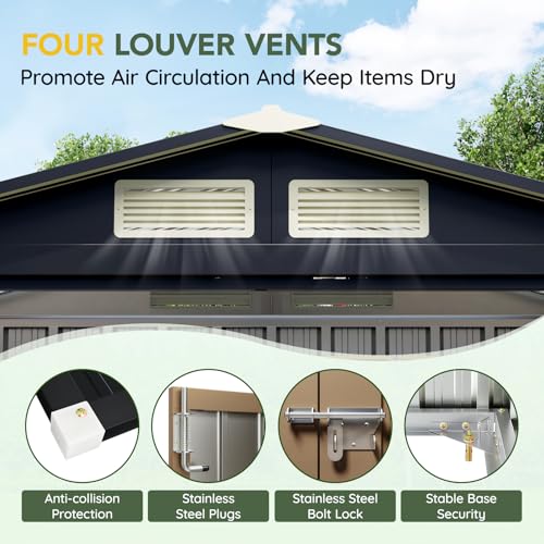 Outdoor Steel Storage Shed with Floor Frame 5 x 3 ft (3X5FT/Base / Brown)