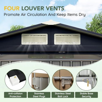 Outdoor Steel Storage Shed with Floor Frame 5 x 3 ft (3X5FT/Base / Brown)