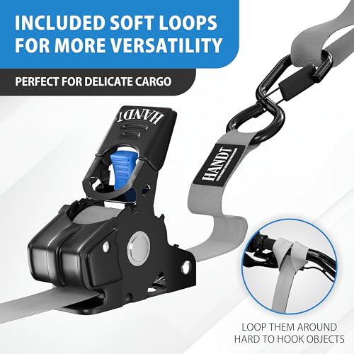 USA Based Retractable Ratchet Straps (1in x 6ft - 4 Pack / Gray)