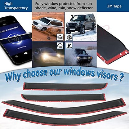 4pcs Window Visors Rain Guards for 2015 (for 2015-2022 Chevy Colorado Crew Cab)