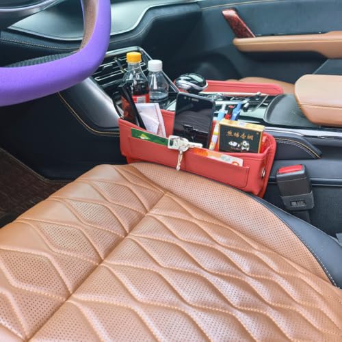 Seat Gap Organizer Car Seat Console Organizer Front Seat Side Storage Bag Center Console Side Pocket Car Seat Crevice Storage Seat Gap Filler Between Seat Storage Pouch（Red） (red)
