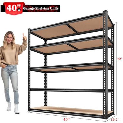 40" W Storage Shelves Load 2500Lbs for Garage Pantry Closet Kitchen (40"W x 19.7''D x 72''H)