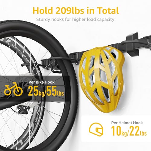 Enhanced Bike Storage Rack (3 Bike Racks & 2 Helmet Hooks)