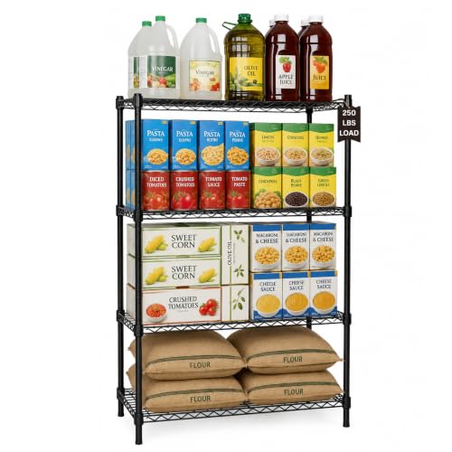 4 Tier Wire Shelving Unit Storage Rack (4 Tier - 14"W x 30"L / Black)