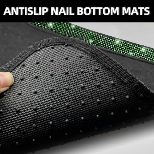 Bling Car Floor Mats Full Set (Green Diamond / Car Floor Mats (4 Pieces))