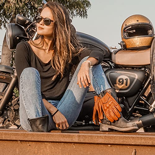 Womens Full Finger Touch Motorcycle Gloves GL016 Saddle XL (X-Large / Saddle)