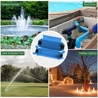 3 Pack] Flemoon Outdoor Extension Cord Safety Cover with Waterproof Seal (Blue / Small Box: 5.3" L x 2" W x 2" H)