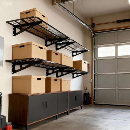 4 Pack 2x4ft Garage Wall Shelving (Color-size / 2X16 ft-SG)