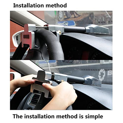 Steering Wheel Lock with Alarm and Light (Black + Silver)