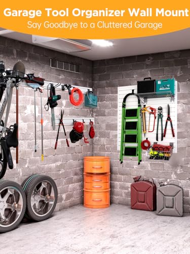 Slatwall Panels Garage Tool Organizer Wall Mount Garage Slat Wall Storage Systems (White / 2pcs-2ftx0.6ft)