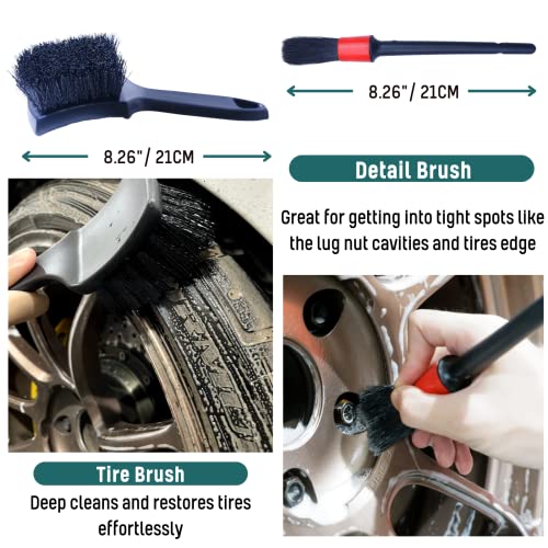 Professional 4 Pack Long Handle Wheel Brush Kit for Cleaning Wheel and Tire (4-Pack / Green/Black)